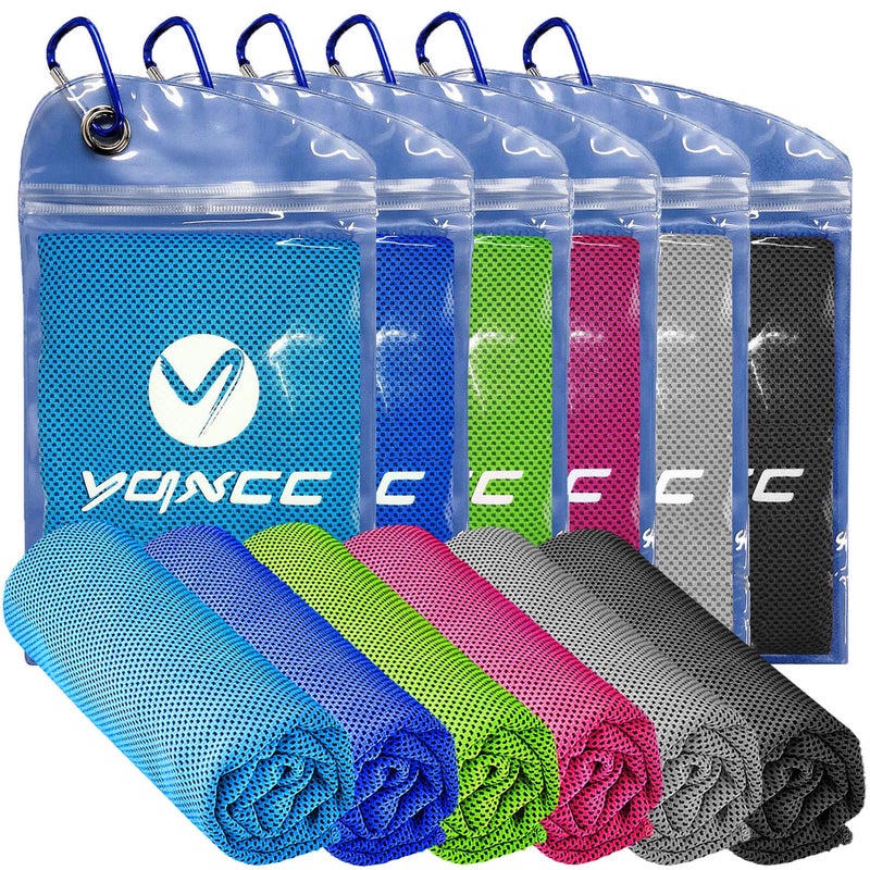 YQXCC Cooling Towels | 6 Pack 47"x12" | Ice Cool for Neck | Microfiber Soft Breathable Chilly | for Yoga, Sports, Golf, Gym, Camping, Running, Fitness, Workout & More Activities - Image 1